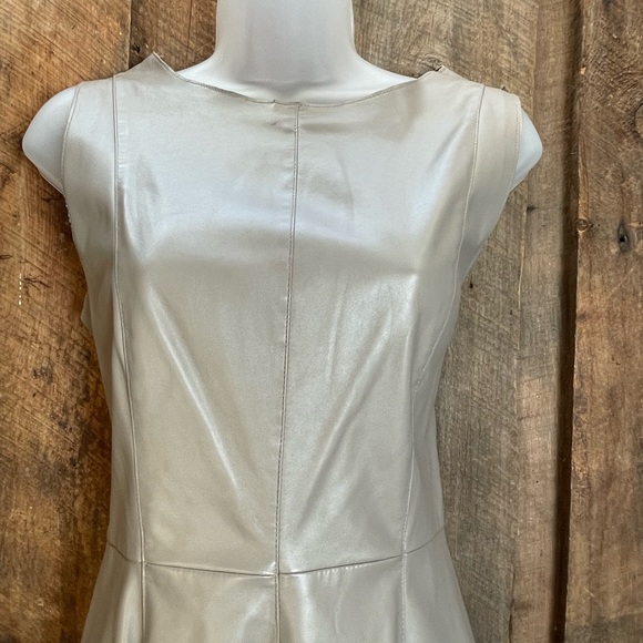 Faux Leather Skater Dress in Taupe - Size 6 - Picture 3 of 13